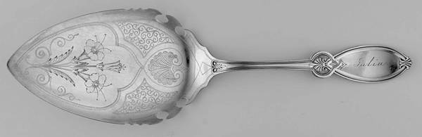 Roman I (Silverplate, 1865) Large Bright Cut Solid Pie Knife Pierced