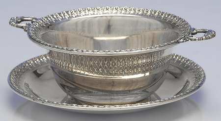 Rose Marie (Silverplate Hollowware) Handled Mayo Bowl and Underplate