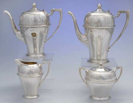 Rosalie (Silverplate, Hollowware) (4 Piece) Silverplate Tea Set