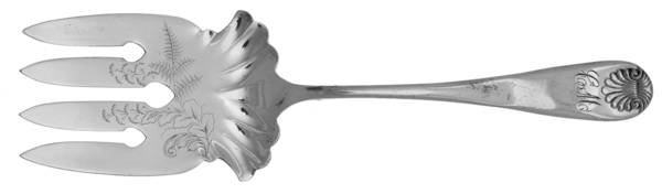 Shell (Silverplate, 1894) Large Solid Fish Serving Fork