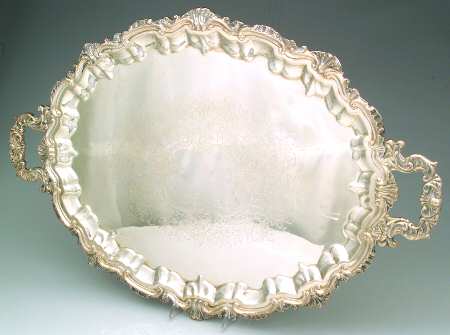 Shell and Scroll (Silverplate, Hollowware) Large Footed Waiter Tray