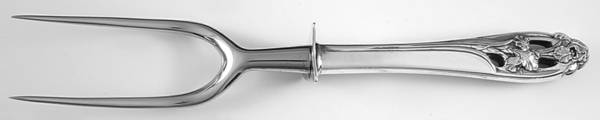 Silver Iris (Sterling, 1955) Small Carving Fork Stainless Prong W/Sterling Guar
