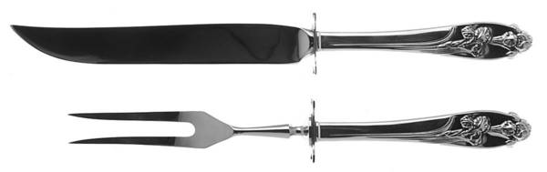 Silver Iris (Sterling, 1955) 2 Piece Small Carving Set W/ Sterling Guard