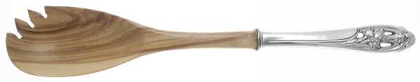 Silver Iris (Sterling, 1955) Salad Serving Fork with Wooden Prongs