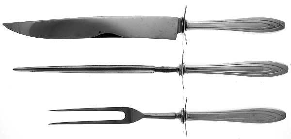 Silhouette (Silverplate, 1930) Large 3-Piece Roast Carving Set w/ Stainless Blade