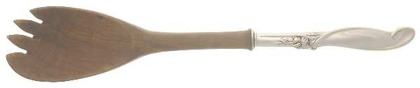 Silver Melody (Sterling, 1955) Salad Serving Fork with Wooden Prongs