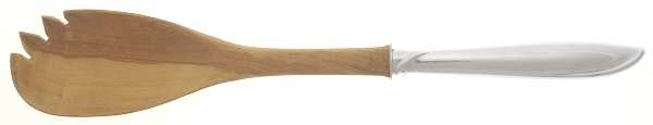 Silver Rhythm (Sterling, 1953) Salad Serving Fork with Wooden Prongs