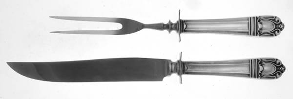 Sonja (Sterling, 1937, No Monograms) 2 Piece Small Carving Set W/ Sterling Guard