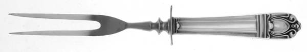 Sonja (Sterling, 1937, No Monograms) Small Carving Fork W/Sterling Guard