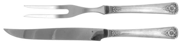 Spring Charm Silver (Silverplate, 1950) Small Stainless Blade 2-Piece Steak Carving Set