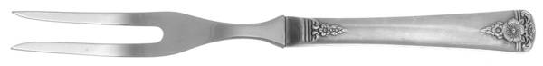 Spring Charm Silver (Silverplate, 1950) Small Steak Carving Fork with Stainless Prongs
