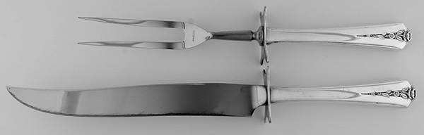 Spring Garden (Silverplate, 1949) Large 2-Piece Roast Carving Set w/Stainless Blade