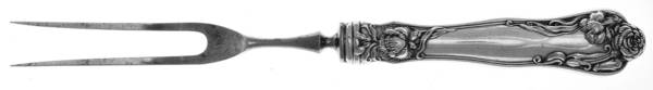 Stratford (Sterling, 1902, No Monograms) Small Steak Carving Fork with Stainless Prongs