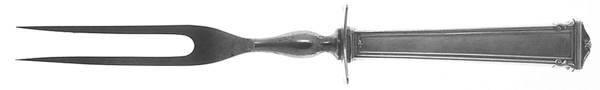 Theseum (Sterling, 1922, No Monograms) Small Steak Carving Fork with Stainless Prongs