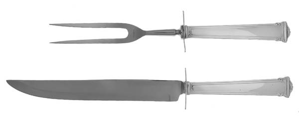 Theseum (Sterling, 1922, No Monograms) Large 2-Piece Roast Carving Set w/ Stainless Blade