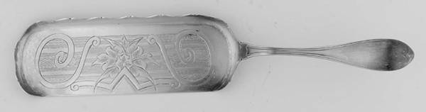 Threaded Oval (Silverplate, 1910) Large Bright Cut Crumber Knife