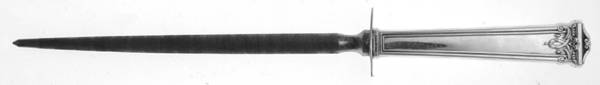 Trianon (Sterling, 1921, No Monograms) Small Steel Rod Knife Sharpener W/Sterling Guard