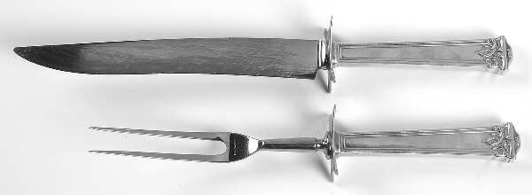 Trianon (Sterling, 1921, No Monograms) (2 Pc)Carving Set-Lg Stnbl/Roast w/Sterling Guard