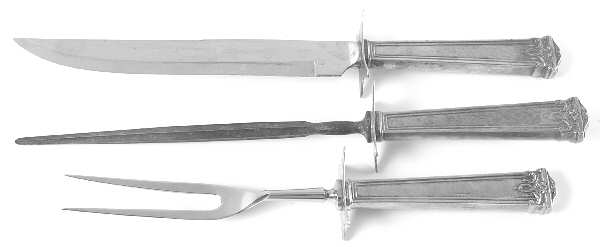 Trianon (Sterling, 1921, No Monograms) (3 Pc)Carving Set-Lg Stnbl/Roast w/Sterling Guard