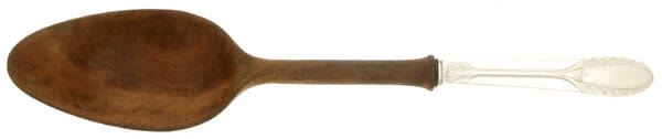 Trousseau (Sterling, 1934) Salad Serving Spoon with Wooden Bowl
