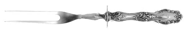 Tudor (Silverplate, 1904) Small Steak Carving Fork with Stainless Prongs