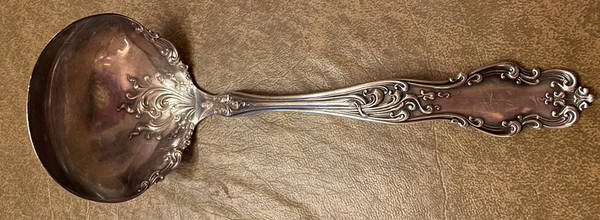 Tudor (Silverplate, 1904) Monogramed Solid Piece Gravy Ladle