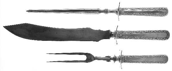 Victoria (Silverplate, 1846, 1895) Large 3-Piece Roast Carving Set w/ Stainless Blade