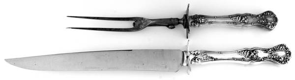 Vintage (Silverplate, 1904) Large 2-Piece Roast Carving Set w/Stainless Blade