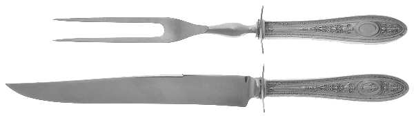 Wedgwood (Sterling, 1924, No Monos) 2 Piece Small Carving Set W/ Sterling Guard