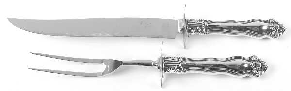 Winchester (Sterling, 1902, No Monograms) Large 2-Piece Roast Carving Set w/Stainless Blade