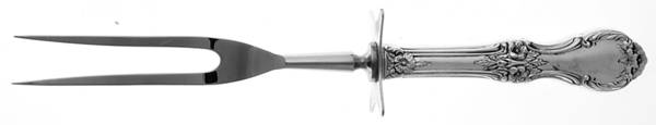 Wild Rose-New (Sterling, 1948, New, No Monos) Large Stainless-Prong Roast Carving Fork