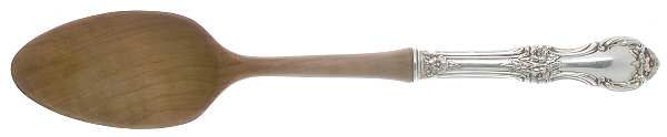 Wild Rose-New (Sterling, 1948, New, No Monos) Salad Serving Spoon with Wooden Bowl