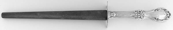 Wild Rose-New (Sterling, 1948, New, No Monos) Large Roast Knife Sharpener wSteel Rod