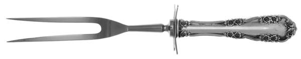 Wild Rose-Old-Rosalind (Sterling, 1908, No Monos) Large Stainless-Prong Roast Carving Fork