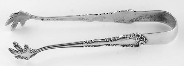 Wild Rose-Old-Rosalind (Sterling, 1908, No Monos) Small Sugar Tongs