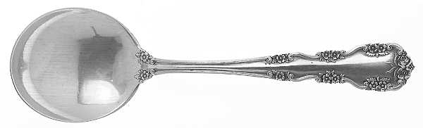 Wild Rose-Old-Rosalind (Sterling, 1908, No Monos) Round Bowl Soup Spoon (Bouillon)