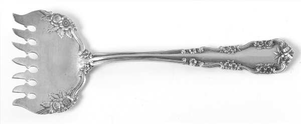 Wild Rose-Old-Rosalind (Sterling, 1908, No Monos) Large Solid Tined Sardine Serving Fork