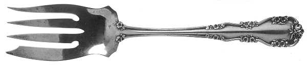 Wild Rose-Old-Rosalind (Sterling, 1908, No Monos) Medium Solid Cold Meat Serving Fork
