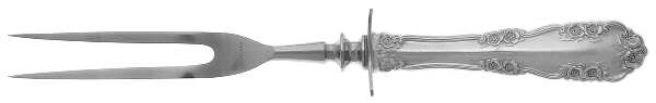 Wild Rose-Old-Rosalind (Sterling, 1908, No Monos) Small Steak Carving Fork with Stainless Prongs