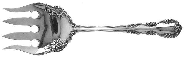 Wild Rose-Old-Rosalind (Sterling, 1908, No Monos) Large Solid Fish Serving Fork