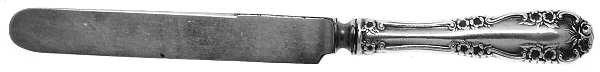 Wild Rose-Old-Rosalind (Sterling, 1908, No Monos) Youth/Tea Knife with Silverplate Blade