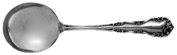 Wild Rose-Old-Rosalind (Sterling, 1908, No Monos) Round Bowl Soup Spoon (Gumbo)