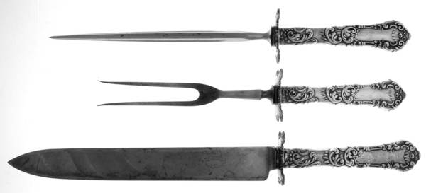 Yale I (Silverplate, 1894) Large 3-Piece Roast Carving Set w/ Stainless Blade