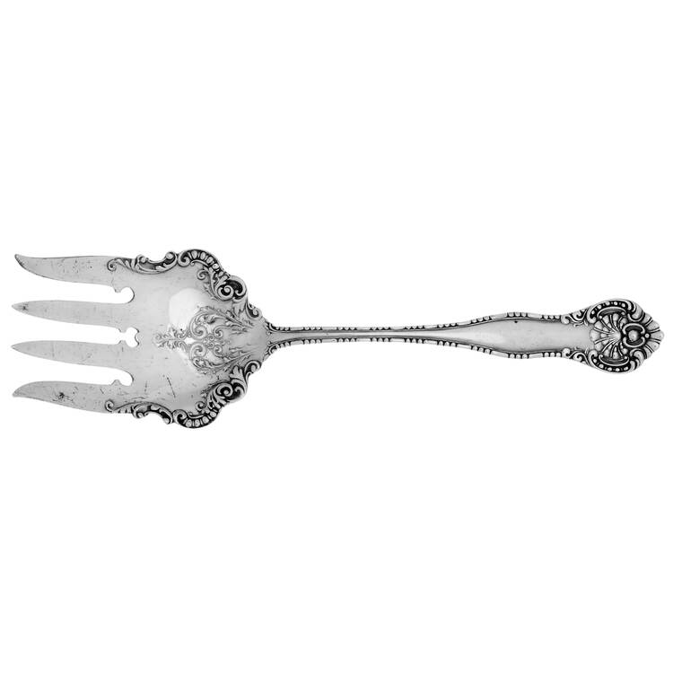 York (Silverplate, 1900) Solid Salad Serving Fork