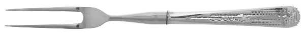 Zia (Silverplate, 1990) Small Steak Carving Fork with Stainless Prongs