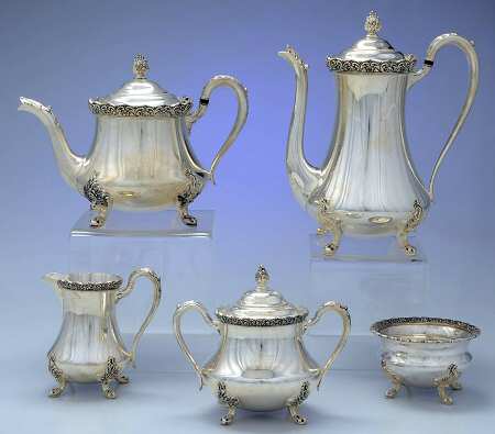 Wakefield (Silverplate Hollowware) 5-Piece Plated Tea Set (with Waste)
