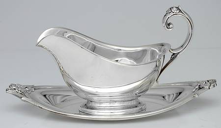 Silver Iris (Silverplate Hollowware) Plated Gravy Boat & Underplate