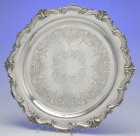 Shell and Scroll (Silverplate, Hollowware) 15" Round Tray