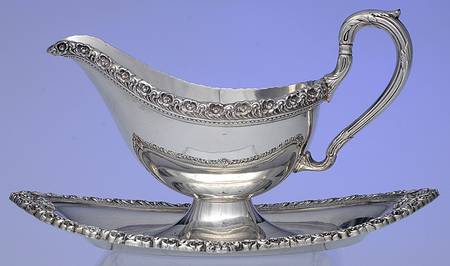 Du Barry-Floral Border (Silver, Hollowware, Wbswcx) Plated Gravy Boat & Underplate