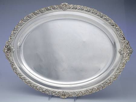 Du Barry-Floral Border (Silver, Hollowware, Wbswcx) 19" Oval Serving Platter